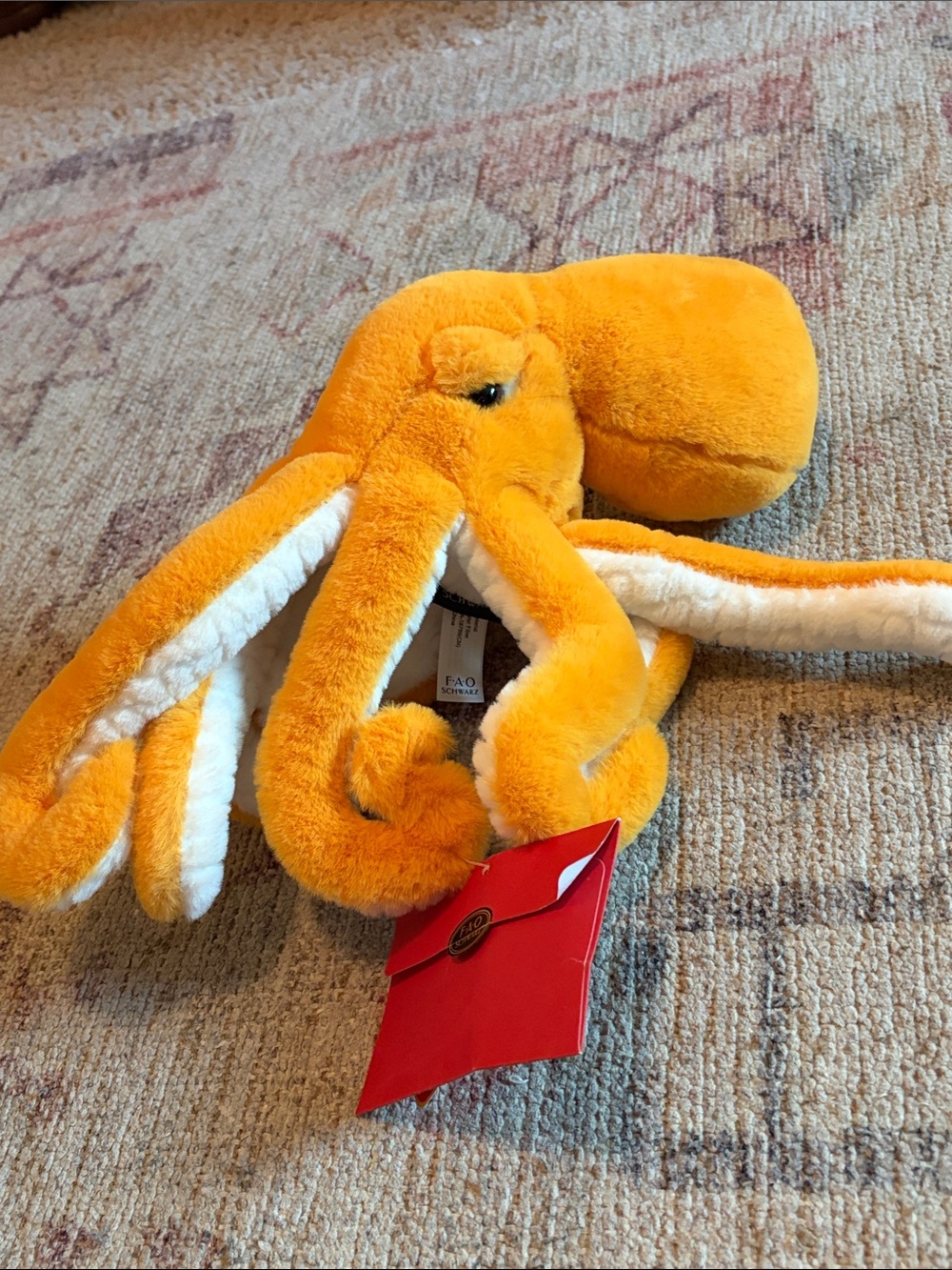 FAO Schwarz Orange & Cream Plush Octopus Adopt a Pet
